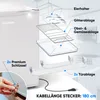 An exploded view diagram of a mini refrigerator's internal components and accessories, with labels in German. Produktbild-Vorschau