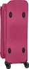 The bottom view of a pink suitcase with four wheels. Produktbild-Vorschau