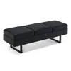 A black upholstered bench with three seat cushions on a white background. Produktbild-Vorschau