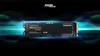 A Samsung NVMe M.2 SSD is shown against a dark, abstract background with streaks of green and blue light. Produktbild-Vorschau