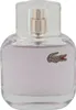 Glasflakon von Lacoste L.12.12 Pour Elle Elegant mit zartem, lilafarbenem Duft und gesticktem Krokodil-Logo auf der Vorderseite. Produktbild-Vorschau