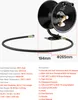 A hose reel with a hose attached, shown with dimensions and specifications. Produktbild-Vorschau