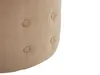 A close-up view of a round, sandbeige pouf with button tufting. Náhled obrázku produktu