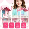 LED-beleuchtetes Puppenhaus mit 11 Zimmern, 4 Puppen, Möbel Produktbild-Vorschau 4