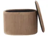 BELIANI Pouf Beige Samtstoff Plissiert Oval mit Stauraum Produktbild-Vorschau 5