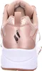 The back view of a rose gold and white sneaker. Voir les images du produit
