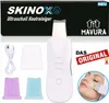 A product collage featuring a facial cleansing device and its accessories, along with promotional text and a demonstration of its use on a person's face. Produktbild-Vorschau