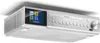 A silver and white Karcher radio is shown from a diagonal angle against a white background. Produktbild-Vorschau