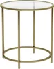 A round glass-top side table with a gold metal frame. Náhľad obrázku produktu