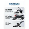 Collage of close-up images highlighting the LED lighting, taillight, and display of an electric bicycle. Produktbild-Vorschau