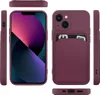 Multiple views of a raspberry-colored iPhone 13 case with a card slot. Produktbild-Vorschau