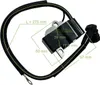 A black ignition coil with measurement annotations and a wire lead. Náhled obrázku produktu