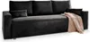 A dark gray sofa with three back cushions and one small accent pillow, a beige throw blanket draped over the right side, shown against a white background. Produktbild-Vorschau