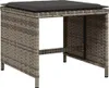 A single outdoor furniture item, a grey rattan stool with a black cushion, is shown against a white background. Produktbild-Vorschau