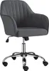 A gray office chair with a chrome base and wheels, shown from a front-side angle against a white background. Produktbild-Vorschau