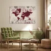 MuchoWow® Poster Weltkarte - Rot - Blumen 120x80 cm - Produktbild-Vorschau 3