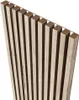 A close-up, angled view of a wooden slatted wall panel. Náhled obrázku produktu