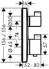 A technical drawing with dimensions of a bathroom fixture. Produktbild-Vorschau