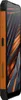 A side view of a rugged smartphone with an orange frame and a dark background. Voir les images du produit