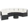 vidaXL Gartensofa mit Tisch und Kissen Halbrund Schwarz Produktbild-Vorschau 1