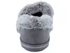 A single gray slipper with faux fur trim is shown from the back against a white background. Produktbild-Vorschau