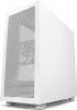 A white NZXT H7 Flow mid-tower computer case is shown from a three-quarter angle. Podgląd zdjęcia produktu