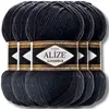 Alize 5x 100g Lanagold Wolle, Uni, Häkeln, Stricken (Black Produktbild-Vorschau 1