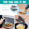 Collage of images showing a kitchen gripper tool being used to handle hot dishes from a microwave and stovetop, with close-ups of its features. Produktbild-Vorschau