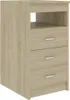 A light brown wooden cabinet with three drawers and an open shelf at the top. Podgląd zdjęcia produktu