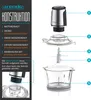An exploded view diagram of an electric food chopper, with numbered parts and labels. Produktbild-Vorschau