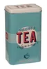 A rectangular metal tin for tea with a retro design. Produktbild-Vorschau