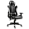 A black and white gaming chair is shown against a white background. Podgląd zdjęcia produktu