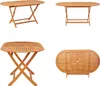 A collage of four images showing different views of a wooden folding garden table. Náhled obrázku produktu