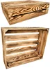 Two views of a wooden crate, one closed and one open, against a white background. Produktbild-Vorschau