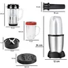A diagram showing the different parts of a blender with dimensions indicated. Produktbild-Vorschau