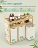 A multi-compartment laundry hamper with shelves, displaying various bathroom and laundry items. Produktbild-Vorschau