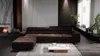 A modern living room with a large sectional sofa.