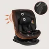 A black car seat with orange accents and illustrative arrows indicating airflow, set against a light beige background. Podgląd zdjęcia produktu