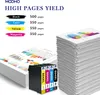 A marketing image showing printer ink cartridges and stacks of paper with charts. Produktbild-Vorschau