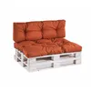 A pallet sofa with orange cushions on a white background. Náhľad obrázku produktu