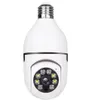 A white light bulb shaped security camera with a lens and multiple LEDs on a white background. Náhled obrázku produktu