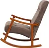 A side view of a brown upholstered rocking chair with a wooden frame. Podgląd zdjęcia produktu