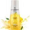 A bottle of SodaStream lemonade flavour concentrate with splashes of liquid and lemons around it. Produktbild-Vorschau