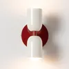 TWIN Wandlamp, E27, 2-licht, metalen lamp in crème en rood, Productafbeelding-voorbeeld 2