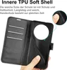 A hand is holding a black flip phone case, showing its inner TPU soft shell. Produktbild-Vorschau