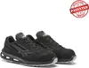 A pair of black safety shoes with gray accents, displayed on a white background. Voir les images du produit