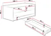 A diagram showing the dimensions of a couch table with a drawer. Voir les images du produit