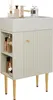 A white bathroom vanity cabinet with open shelves and a fluted door. Podgląd zdjęcia produktu
