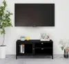 TV-Schrank Schwarz 90x30x44 cm Stahl und Glas Produktbild-Vorschau 2