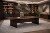 Executive Schreibtisch Dunkel Holz Modern Hochwertig Produktbild-Vorschau 2